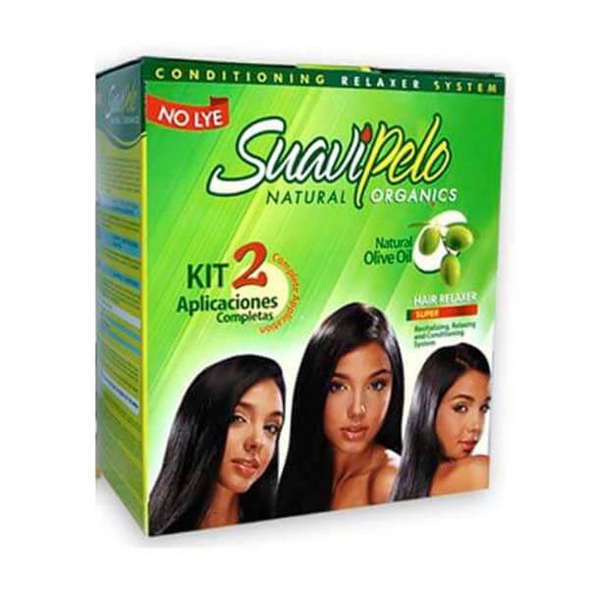 Suavi Pelo No Lye Relaxer Kit 2 för applikationer med extra virgin olivolja
