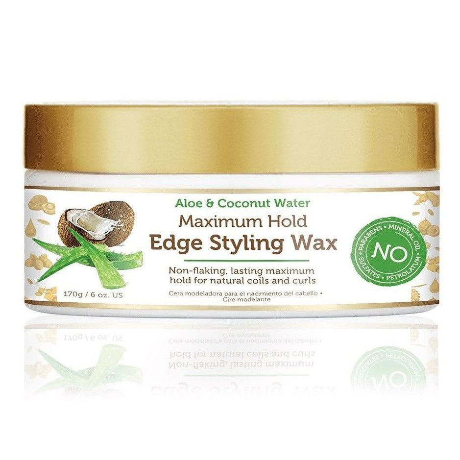African Pride Aloe & Coconut Water Maximum Hold Edge Styling Wax 6oz